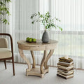 Small Round Dining Table with Curved Legs in Farmhouse Style