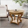 Small Round Dining Table with Curved Legs in Farmhouse Style