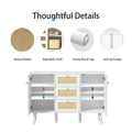 Anmytek 47.2" Mid-Century Modern White Buffet/Sideboard with Rattan Storage and Drawers