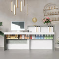 White Reception Desk with Computer Surface and Four Shelves