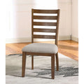 Set of 2 Walnut and Light Gray Ladder Back Side Chairs