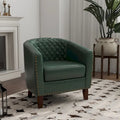 Ethan Barrel Accent Chair in PU Leather with Nailhead Detailing
