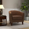 Ethan Barrel Accent Chair in PU Leather with Nailhead Detailing