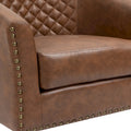 Ethan Barrel Accent Chair in PU Leather with Nailhead Detailing
