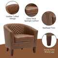 Ethan Barrel Accent Chair in PU Leather with Nailhead Detailing