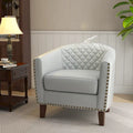 Ethan Barrel Accent Chair in PU Leather with Nailhead Detailing