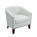 Ethan Barrel Accent Chair in PU Leather with Nailhead Detailing