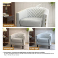 Ethan Barrel Accent Chair in PU Leather with Nailhead Detailing