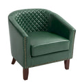 Ethan Barrel Accent Chair in PU Leather with Nailhead Detailing