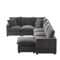Nestfair Contemporary U-Shaped Modular Sofa Set - 7-Seater Chenille Sectional Couch with 2 Included Pillows