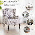 Set of 2 Accent Armchairs with Turned Legs in Blue, Beige, and Grey