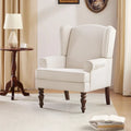 Set of 2 Accent Armchairs with Turned Legs in Blue, Beige, and Grey