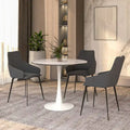 Bristol 35-Inch Round Dining Table for 4 with Sintered Stone Top and White Stainless Steel Pedestal Base
