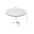 Bristol 35-Inch Round Dining Table for 4 with Sintered Stone Top and White Stainless Steel Pedestal Base