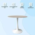 Bristol 35-Inch Round Dining Table for 4 with Sintered Stone Top and White Stainless Steel Pedestal Base