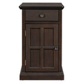 Retro-Inspired Living Room Side Table with USB Ports, Multifunctional Drawer, and Cup Holders