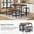 Contemporary 5-Piece Space-Saving Bar Table Set with Table and Stools