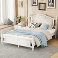 Queen Size Upholstered Bed with Headboard and Footboard, Featuring Dual Bed Rail Support Feet and Central Platform Support