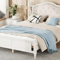 Queen Size Upholstered Bed with Headboard and Footboard, Featuring Dual Bed Rail Support Feet and Central Platform Support