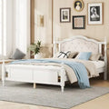 Queen Size Upholstered Bed with Headboard and Footboard, Featuring Dual Bed Rail Support Feet and Central Platform Support