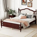 Queen Size Upholstered Bed with Headboard and Footboard, Featuring Dual Bed Rail Support Feet and Central Platform Support