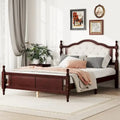 Queen Size Upholstered Bed with Headboard and Footboard, Featuring Dual Bed Rail Support Feet and Central Platform Support