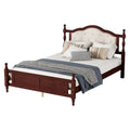 Queen Size Upholstered Bed with Headboard and Footboard, Featuring Dual Bed Rail Support Feet and Central Platform Support