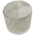 Gray Leather Patchwork Living Room Stool with Silver Metal Base - Roche River Decor