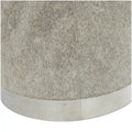 Gray Leather Patchwork Living Room Stool with Silver Metal Base - Roche River Decor