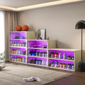 LED-Illuminated Glass Door Shoe Storage Cabinet for Sneakers