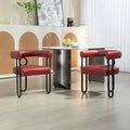 Set of 2 Contemporary PU Fabric Upholstered Barrel Accent Chairs - Stylish Dining and Living Room Armchairs