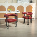 Set of 2 Contemporary PU Fabric Upholstered Barrel Accent Chairs - Stylish Dining and Living Room Armchairs