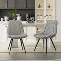 Set of 2 Leather Dining Chairs with Metal Legs