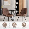 Set of 2 Leather Dining Chairs with Metal Legs