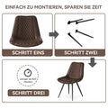 Set of 2 Leather Dining Chairs with Metal Legs