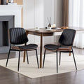 Set of 2 Retro Linen Dining Chairs with Bentwood Backs and Metal Legs