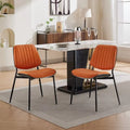 Set of 2 Retro Linen Dining Chairs with Bentwood Backs and Metal Legs