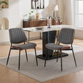Set of 2 Retro Linen Dining Chairs with Bentwood Backs and Metal Legs