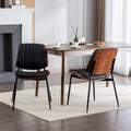 Set of 2 Retro Linen Dining Chairs with Bentwood Backs and Metal Legs