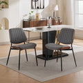 Set of 2 Retro Linen Dining Chairs with Bentwood Backs and Metal Legs