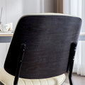 Set of 2 Retro Linen Dining Chairs with Bentwood Backs and Metal Legs